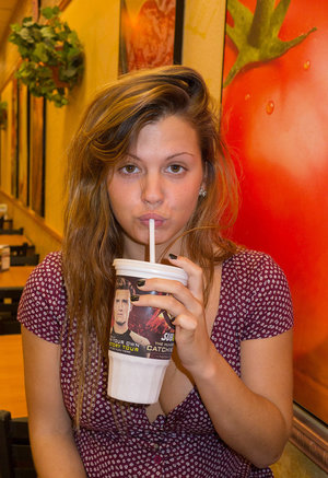 18 year old cutie Stella May gets undressed before riding on top POV style